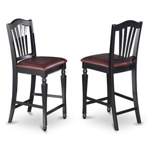 Pemberly Row 42-Inch Wood Leather Bar Stools in Black (Set of 2)
