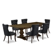 Pemberly Row 7-Piece Dining Table Set with Distressed Jacobean Finish