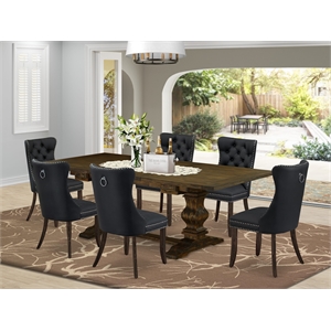 Pemberly Row 7-Piece Dining Table Set with Distressed Jacobean Finish