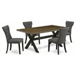 Pemberly Row 5-Piece Wood Dining Set in Black and Gotham Gray