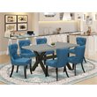 Pemberly Row 7-Piece Wood Dining Set with Parson Chairs in Cement/Black
