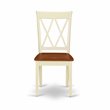 Pemberly Row Double X-Back Wood Dining Chairs in Cream/Cherry (Set of 2)