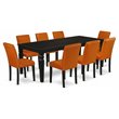 Pemberly Row 9-Piece Wood Dining Set in Black and Baked Bean Finish