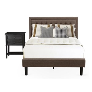 Pemberly Row 2-Piece Wood Bedroom Set with Full Bed Frame and Nightstand