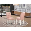 Pemberly Row Faux Leather Parson Dining Chairs in Beige Red (Set of 2)