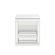 Pemberly Row C-Shaped Table with Mirrored Panels and Glass Shelf in Silver