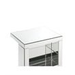 Pemberly Row C-Shaped Table with Mirrored Panels and Glass Shelf in Silver