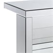 Pemberly Row C-Shaped Table with Mirrored Panels and Glass Shelf in Silver