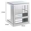 Pemberly Row C-Shaped Table with Mirrored Panels and Glass Shelf in Silver