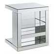 Pemberly Row C-Shaped Table with Mirrored Panels and Glass Shelf in Silver