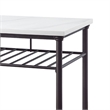 Pemberly Row Kitchen Island with Marble Top and 2 Metal Shelves in White