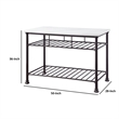 Pemberly Row Kitchen Island with Marble Top and 2 Metal Shelves in White