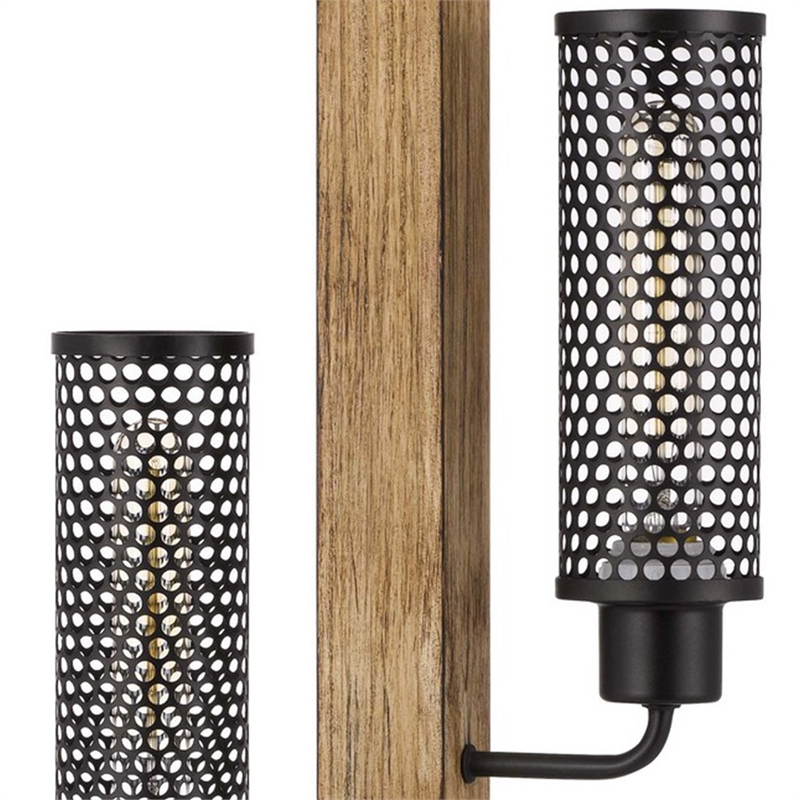 Pemberly Row Dual Light Table Lamp with 2 Mesh Shades in Brown and Black