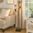 Pemberly Row Dual Light Table Lamp with 2 Mesh Shades in Brown and Black