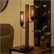 Pemberly Row Dual Light Table Lamp with 2 Mesh Shades in Brown and Black