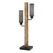 Pemberly Row Dual Light Table Lamp with 2 Mesh Shades in Brown and Black