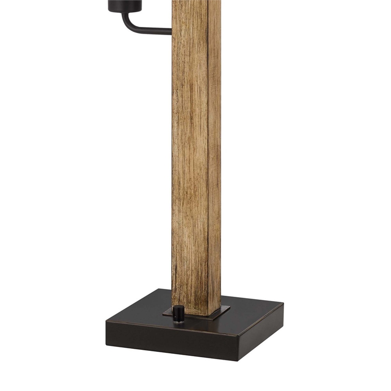 Pemberly Row Dual Light Table Lamp with 2 Mesh Shades in Brown and Black