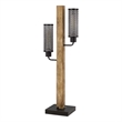 Pemberly Row Dual Light Table Lamp with 2 Mesh Shades in Brown and Black