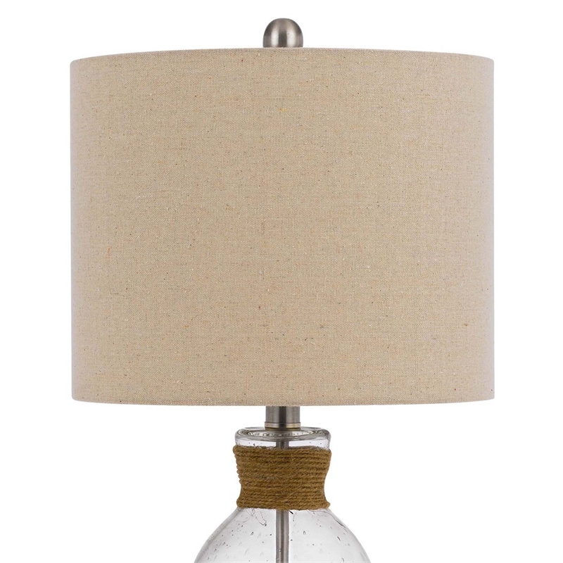 Pemberly Row 150W Table Lamp with Bubble Glass Body and Rope in Beige