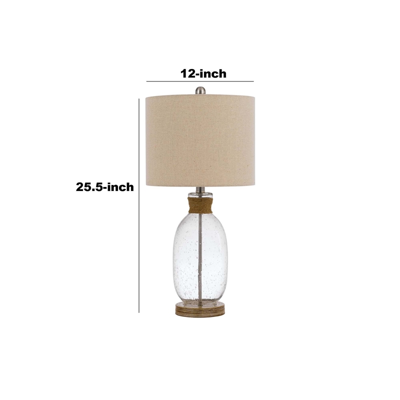 Pemberly Row 150W Table Lamp with Bubble Glass Body and Rope in Beige