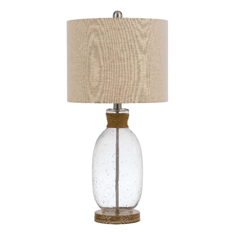 Pemberly Row 150W Table Lamp with Bubble Glass Body and Rope in Beige