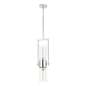 Pemberly Row 2-Bulb Pendant Light with Rotatable Glass Shade in Chrome