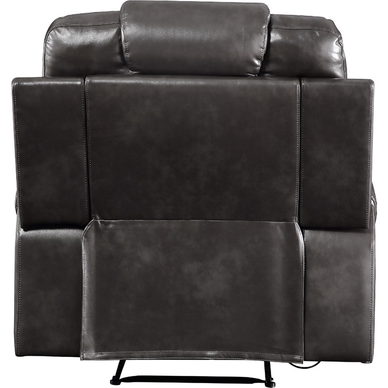 Pemberly Row Power Recliner with Stitching and Nailhead Trim in Black