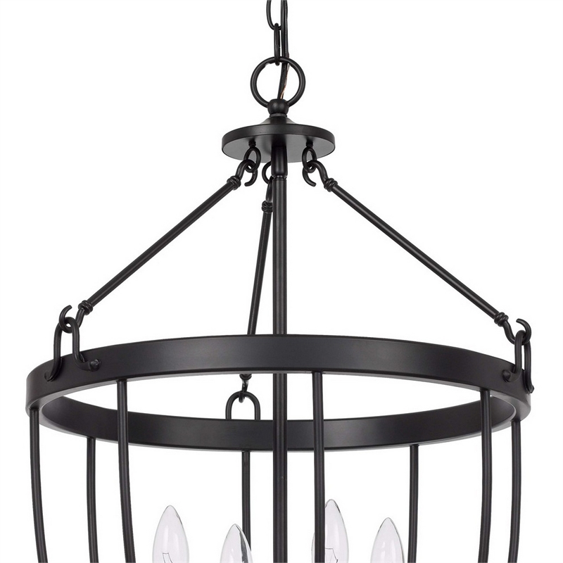 Pemberly Row 4-Light Chandelier with Metal Bird Cage and Chain in Black