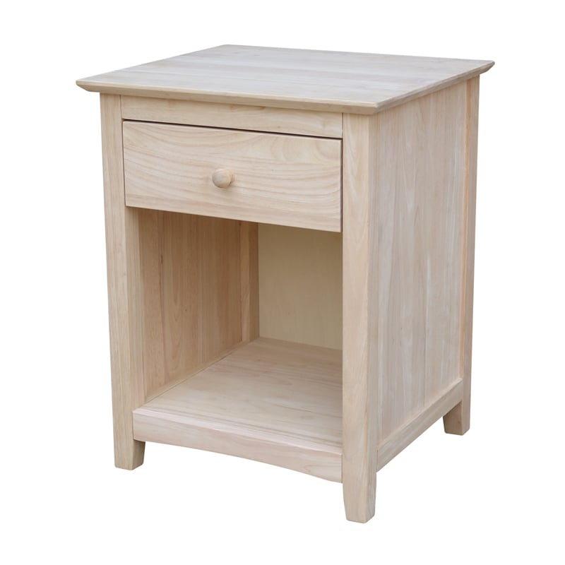 Pemberly Row Parawood 1-Drawer Nightstand with Open Shelf Unfinished