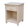 Pemberly Row Parawood 1-Drawer Nightstand with Open Shelf Unfinished