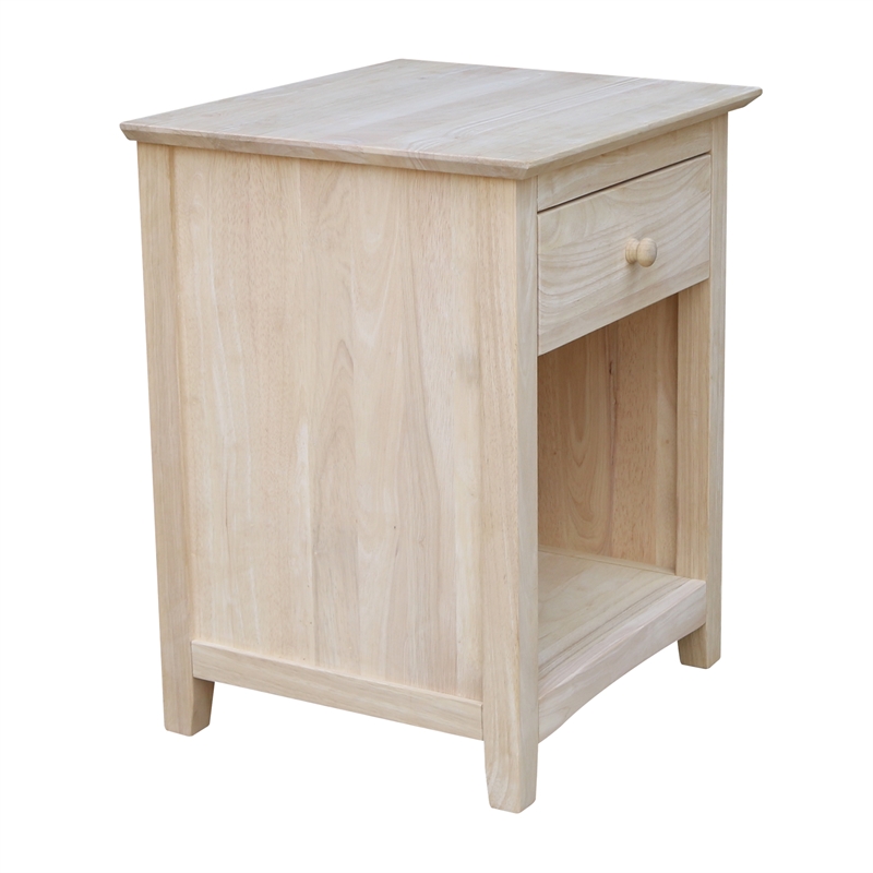 Pemberly Row Parawood 1-Drawer Nightstand with Open Shelf Unfinished