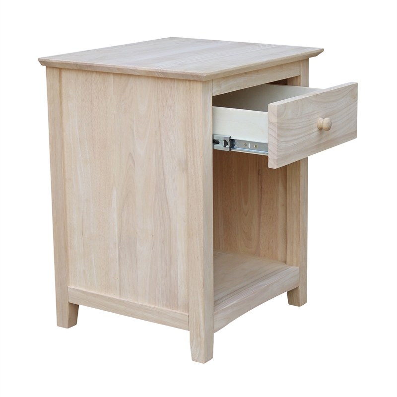 Pemberly Row Parawood 1-Drawer Nightstand with Open Shelf Unfinished
