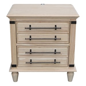 Pemberly Row Parawood 2-Drawer Nightstand with USB Charging Unfinished