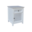 Pemberly Row Wood Nightstand with Drawer and Cabinet in Chalk and White