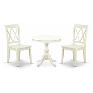 Pemberly Row 3-Piece Wood Dining Set with X-Back Chairs in Linen White