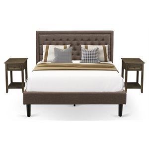 Pemberly Row 3-Piece Wood Queen Bedroom Set in Brown and Black