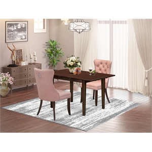 Pemberly Row 3-Piece Dining Set with Butterfly Leaf Table in Mahogany