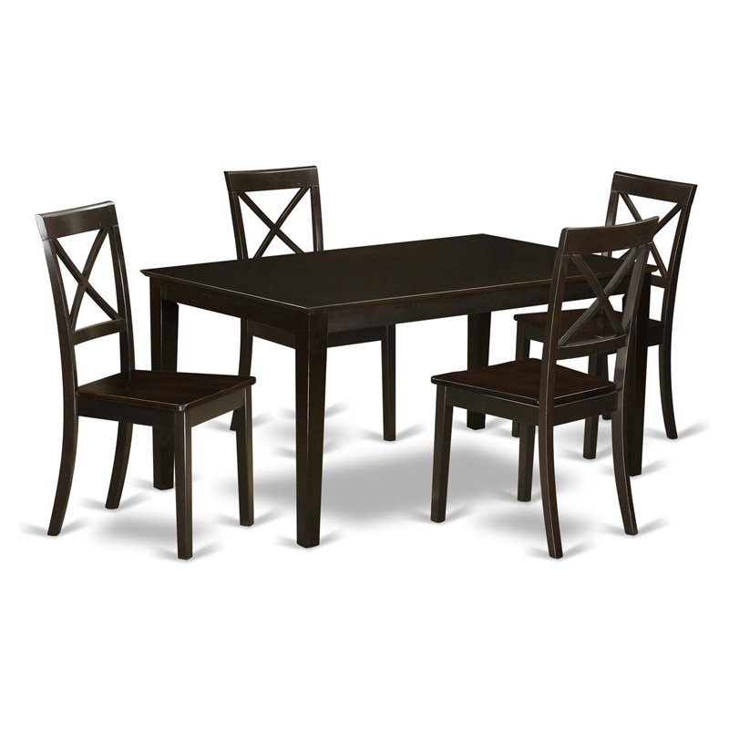 Pemberly Row 5-Piece Wood Dining Set with X-Back Chairs in Cappuccino