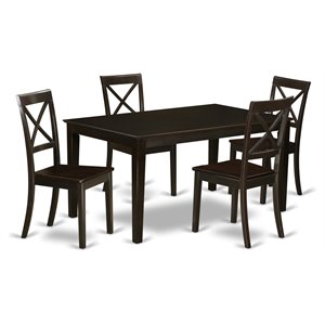 Pemberly Row 5-Piece Wood Dining Set with X-Back Chairs in Cappuccino