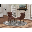 Pemberly Row Faux Leather Dining Chairs in Burgundy/Walnut (Set of 2)