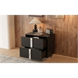 Pemberly Row Black 2-Drawer Nightstand with Metal Feet and Mirror Detail