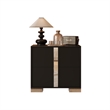 Pemberly Row Black 2-Drawer Nightstand with Metal Feet and Mirror Detail