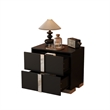 Pemberly Row Black 2-Drawer Nightstand with Metal Feet and Mirror Detail