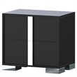 Pemberly Row Black 2-Drawer Nightstand with Metal Feet and Mirror Detail