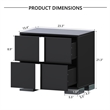 Pemberly Row Black 2-Drawer Nightstand with Metal Feet and Mirror Detail