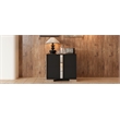 Pemberly Row Black 2-Drawer Nightstand with Metal Feet and Mirror Detail