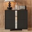 Pemberly Row Black 2-Drawer Nightstand with Metal Feet and Mirror Detail