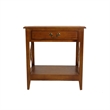 Pemberly Row Oakwood Nightstand with 1 Drawer and X Shape Sides in Brown