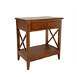 Pemberly Row Oakwood Nightstand with 1 Drawer and X Shape Sides in Brown