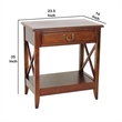 Pemberly Row Oakwood Nightstand with 1 Drawer and X Shape Sides in Brown